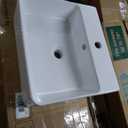 Mocoloo 18"x16" Wall Mounted Bathroom Sink White Rectangle Porcelain ADA Compliant Ceramic Bathroom Sinks Floating Vanity Sink for Lavatory Room Basin