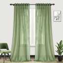 120 Inches Extra Long Curtain Panels Back Tab Flax Linen Rustic Sage Green Semi Sheer Curtains for Bedroom Privacy Add, 10 FT Drapes for Large Windows Patio Sliding Door, Size: 52"W x 120"L (Pack of 2)