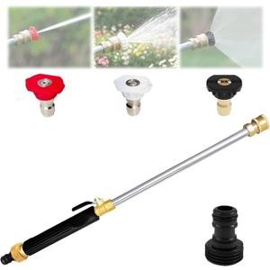 Jet Nozzle Power Washer for Garden Hose with 3 High-Pressure Nozzles, High Pressure Power Washer Wand, Garden Hose Jet Nozzle & Pressure Washer Hose Adapter for Patio Garden Outdoor Cleaning (Black)