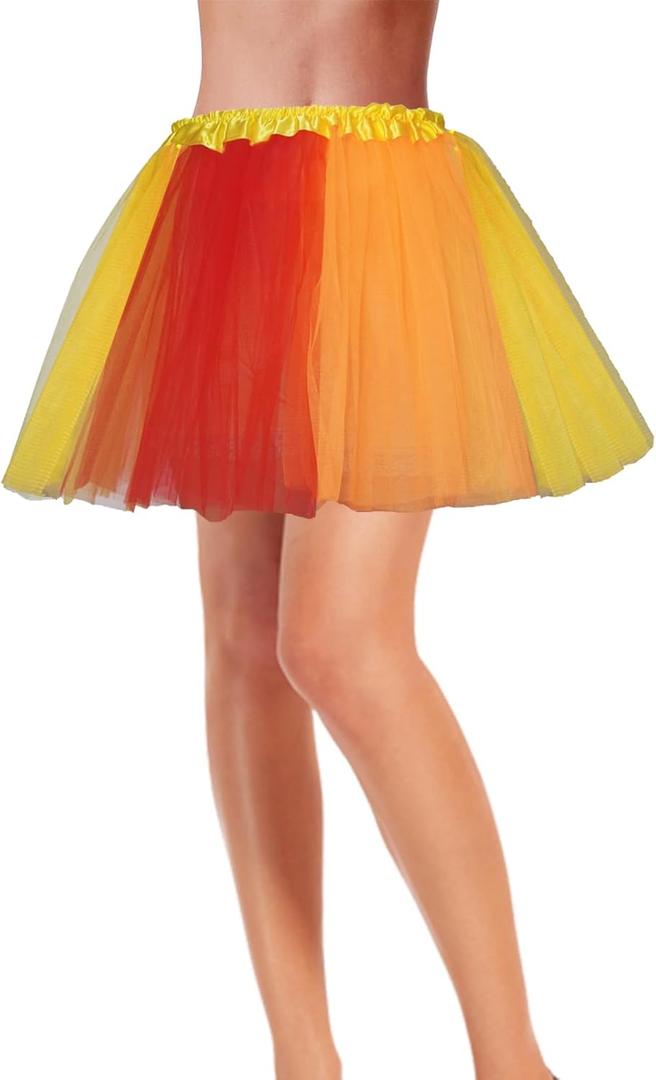 Women's Teen Adult Tutu Skirt Elastic Tulle Tutu Skirt Women Short Dance Ballet Tutu Halloween Christmas Dress Costume (Yellow)