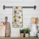 2 x Sunny Kitchen Towels for Mom-Sunflower Absorbent Microfiber Dish Towel,Great Gift for Hostess,New Home,Women,Friends,Housewarming on Birthday Christmas Mother's Day 16" x 24