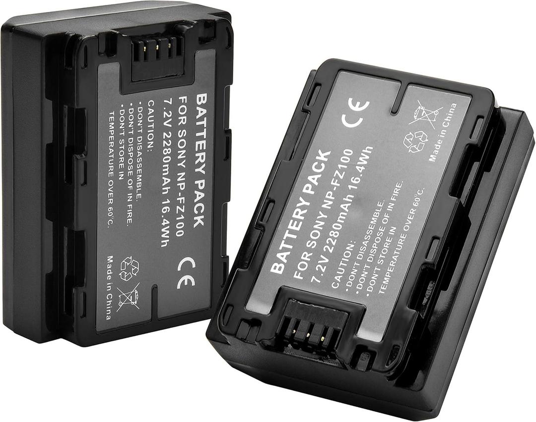 SR NP-FZ100 Battery 2250mAh (2-Pack) for Sony NPFZ100 Z-Series Rechargeable Battery Pack for Alpha A7 III, A7R III, A9, A9R, A9S Digital Cameras SR NP-FZ100 Battery 2250mAh (2-Pack) for Sony NPFZ100 Z-Series Rechargeable Battery Pack for Alpha A7 III, A7R III, A9, A9R, A9S Digital Cameras