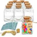 12 Pack Small Glass Jars With Lids, 3.4 oz Mini Bottles With Cork, Twine and Labels for Favors, DIY Crafts, Candy, Potion
