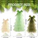 3 Pcs Neutral Christmas Tree Tabletop Decor, Mini Mesh Christmas Tree, Small Artificial Trees with Bow Topper, Rustic Xmas Decor Farmhouse Table Decoration for Home Decors Xmas Gift