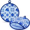 Honeydak 2 Pcs 8 Inch Tortilla Warmer Pouch, Mexican Talavera Pattern Microwavable Insulated Cloth Pouch for Tortillas, Tacos, Naan, and Pizza Rolls