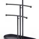 SZQINJI Jewelry Stand Organizer, Metal Jewelry Tree Holder 3-Tier Jewelry Storage Tower for Necklace Display, Earring Hanging Black, Christmas Gift