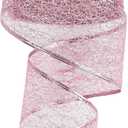 MEEDEE Pink Glitter Ribbon Wire Mesh Ribbon Wired Christmas Ribbons 2.5 Inch Pink Wired Ribbons for Christmas Tree Decoration, Garland, Wreath Bow Making (25 Yards)