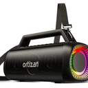 Ortizan 80W Speakers Bluetooth Wireless Loud with Bass, 24H Playtime, IPX7 Waterproof, Bluetooth 5.3, TWS Pairing, Large Outdoor Speaker with Lights, Portable for Garage, Camping and Beach  Black