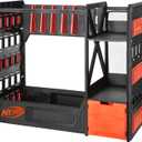 NERF Elite Blaster Rack - Storage for up to Six Blasters, Including Shelving and Drawers Accessories, Orange and Black
