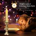 PChero Flameless Flickering Taper Candles with Remote Timer and Dimmer, 6.4 Inch Real Wax Ivory LED Candlesticks Battery Operated for Halloween Christmas Home Wedding Decor (Small, Ivory (6pcs), Melted Edge)