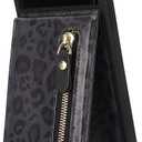 for Google Pixel 6 Case with Card Holder for Women,for Pixel 6 Phone Case Wallet with Strap Credit Card Slots Crossbody with Kickstand Zipper Case for Pixel 6 - Black Leopard