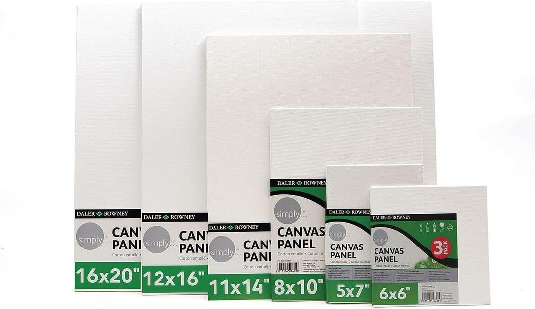 Daler-Rowney Simply White Canvas Panels Set, 16" x 20", 3-Pack