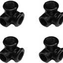 GeilSpace 3-Way, Malleable Iron Pipe Fittings - Vintage DIY Industrial Shelving, Industrial Decor, Furniture DIY (1/2", Black) (0.5 Inch)