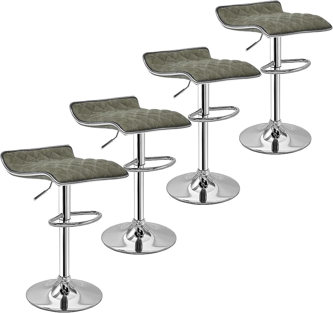 VECELO Bar Stools Set of 4, Adjustable Bar Stools, Bar Height Stools for Kitchen Counter (Dark Green) VECELO Bar Stools Set of 4, Adjustable Bar Stools, Bar Height Stools for Kitchen Counter (Dark Green)