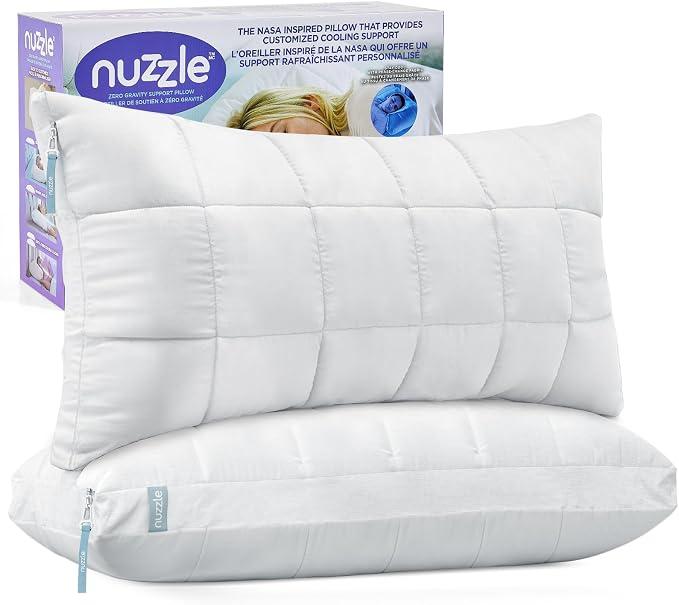 Nuzzle Neck Pillow Adjustable King Size Set of 2,Soft Luxury Hotel Feel
Bed Pillows King Size Set of 2 with Adjustable Height & Firm Feel for Side, Back and Stomach Sleepers–Gift for Women & Men