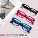 Stylish Blue Light Blocking Reading Glasses for Women 3 Pack with Spring Hinge, Multiple Strengths (3 Mix Color)