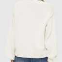 MEROKEETY Women's Fall Long Lantern Sleeve Cardigan Sweaters Casual Button Down Crewneck Open Front Coat (White, L)