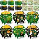 Chiisong 24 Set St. Patrick's Day Crafts 3D Pot of Gold Paper Crafts Shamrock Gold Coins Leprechaun Ornament with Stickers for Saint Patrick Irish Party Decor Classroom Home Activities(Cauldron)