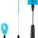 Bottle Brush Set of 3, 12.2" Stainless Steel Long Handle Bottle Cleaning Brushes for Water Bottles, Baby Bottles, Coffee Cups, Flasks, Cup Lid Cleaning Brush