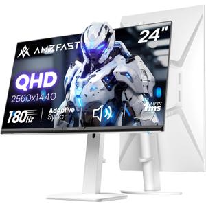 Amzfast 24 Inch Gaming Monitor 180Hz QHD 2k 2560 1440p Monitor, 1ms G-SYNC Compatible,Built-in Speakers,96% DCI-P3,HDR10, Height Adjustable, IPS Monitor with HDMI 2.0 x 2 & DP 1.4 x 2, AMZG24F6Q