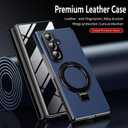 for Samsung Galaxy Z Fold 7 Magnetic Case with Privacy Screen Protector, Hinge Protection & Magnetic Kickstand, Luxury Premium Leather Slim Fit Protective Phone Case for Galaxy Z Fold7 Case, Black