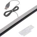Aokin USB Sensor Bar for Wii, Replacement USB Wired Infrared Ray Sensor Bar for Nintendo Wii, Wii U, Includes Clear Stand, Silver/Black