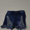 Women's Ripped Jean Shorts Mid Rise Summer Raw Hem Distressed Hot Denim Shorts with Pocket M