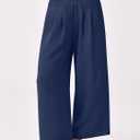 ANRABESS Womens Pants Wide Leg High Waisted Palazzo Pants Summer Flowy Beach Lounge Casual Trousers with Pockets (Small, Navy Blue)