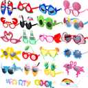 Junkin 24 Pairs Luau Party Sunglasses Funny Hawaiian Tropical Glasses Favors Novelty Fancy Eyeglasses Photo Booth Props for Adults Teens Birthday Summer Beach Themed Party Supplies Decoration