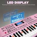 Keyboard Piano 61 Lighted Keys, Electric Keyboard Kit with 100 Voices, 100 Rhythms - Built-In Speaker, Microphone, Sheet Stand and Power Supply, Gift for Children Beginners [Pink, Piano Only], Compact