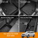 for 2016-2025 2026 Volvo XC90 Hybrid/PHEV Floor Mats 3 Rows Trunk Cargo Liner and 2nd 3rd Rear Seat Backrest Mat TPE All Weather Accessories (Only for Plug-in Hybrid/PHEV 7 Seat) (Full Set 10 Mats)
