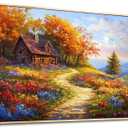 Canvas Wall Art for Living Room Wood Framed Large Wall Decor for Bedroom Office Decorations Field Landscape Wall Pictures Artwork Autumn Scenery Paintings Aesthetic Ready to Hang 30x60 in (30x60inches(Wood Framed), Scenery Painting Wood Framed)