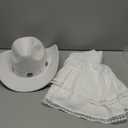 3 Pcs Western Cowgirl Outfits Cowboy Hat Boho Ruffle Skirt Concho Belt for Country Concert Mardi Gras Party M