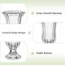 Glasseam Pedestal Glass Vase for Flowers, 7.5in Tall Compote Vase Set of 3, Crystal Clear Vases for Centerpieces, Ribbed Decorative Vases for Home Decor, Cute Footed Urn for Living Room Decorations