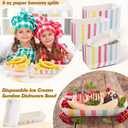 FoldTier 8oz Paper Food Boat Trays 2lb Sturdy Paper Banana Split Boats Disposable Ice Cream Sundae Dishware Bowl Boats Plate for Party Serving Snack Candy Salad(Striped Style,Macaron Color,100 Pack)