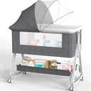 G TALECO GEAR Baby Bassinet,Baby Bassinets Bedside Sleeper for Baby,Bassinet with Wheels and Storage Basket, Bassinet for Baby,Easy to Assemble (Grey)