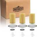 3 Pieces Engine Oil Filter 57041 0410822 for Toyota Land Cruiser 2008-2021 Sequoia 2008-2022 Tundra 2007-2021 for Lexus Is500 2022-2023 Ls600h 2016 Lx570 2008-2021 04152-YZZA4