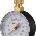 Watts 2-1/2" Hose Connection Water Pressure Test Gauge, 3/4" (20 mm) HT Hose Connection, Copper Alloy, Black Enamel Steel Case, Red Indicator Hands, ASME Type B Accuracy