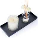 Rectangle Black Matte Metal Tray, Suit for Candle Holder, Vanity Decor Projects, Bathroom Toilet Tank Tray, Perfume or Jewelry Storage, and Coffee Table Centerpiece-Mini (11.4" x 4.3" x 1.3")