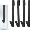 Drilling-Free Extended Shower Towel Hooks - 4 pcs, Fits Frameless Glass Shower Door Thickness Under 0.79 inch/20mm (Black - 10 inch)