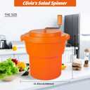 Commercial Salad Spinner 2.5 Gal / 10 Qt Heavy Duty Manual Lettuce Dryer with Stainless Steel Shaft, Large Capacity Vegetable Dryer Basket with Brake & Drain System for Restaurant Kitchen & Food Prep