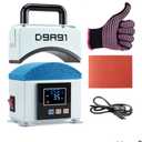 Hat Press, Mini Hat Press Machine. for Caps, T-Shirt & More, Curved Heating Plate and Silicone Base, Heat Up Fast and Even, No Crease, LCD Digital Temperature &Timer Control-Light Blue