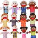 Shappy 12 Pcs Family Hand Puppets 12 Inch Grandparents, Mom & Dad, Brother & Sister, Son Daughter Plush Hand Puppet Toys Role-Play Toy Gifts for Christmas Kids Storytelling School Teaching
