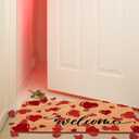 Blosssound Valentine's Day Natural Coir Doormat 17x29 Inch Love Heart Rugs Welcome Nature Coir Kitchen Mats Non Slip Entrance Floor Rugs for Indoor and Outdoor Holiday Decor Supplies