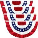 4Pack 3x6 FT American Pleated Fan Flag, USA Patriotic Half Fan Bunting Flag, 4th of July Decorations Flags for Outside, Red White and Blue Patriotic Decorations Outdoor