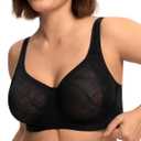 HSIA Minimizer Bras for Women Full Coverage Underwire Plus Size Unlined Mesh Jacquard Bra with Wide Straps (Black)