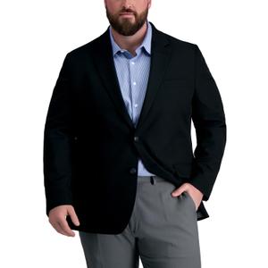 Haggar Men's Active Series Solid Gab Tailored Fit Blazer Suit, Black, 40S