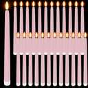 Macarrie 24 Packs Flameless Taper Candles Battery Operated Fake 11 Inch Long Candle Light LED Flameless Candlesticks Flickering Tapered for Wedding, Halloween, Christmas(Pink)