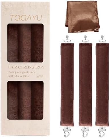 Togayu Heatless Curls, Heatless Curls Overnight Hair Care Set - Jumbo Velvet Hair Curlers to Sleep In, Soft Heatless Curling Rods for All Hair Types