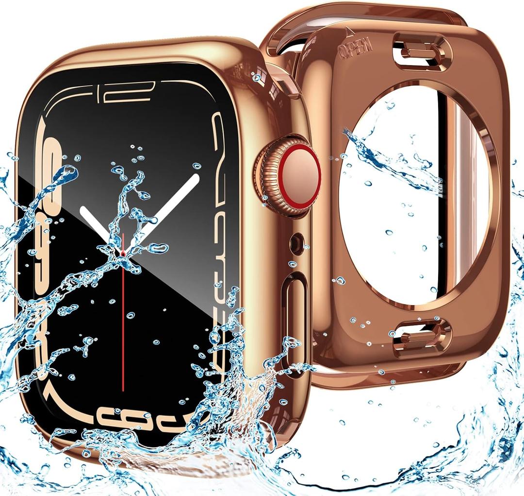 Goton 2 in 1 Waterproof Case for Apple Watch Screen Protector Series 6/5/4, SE 3/2/1 40mm, 360 Protective Glass Face Cover Hard Bumper + Back Frame for iWatch Accessories 40 mm